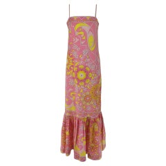 Vintage Emilio Pucci printed cotton maxi dress out of the ordinary design 1960s