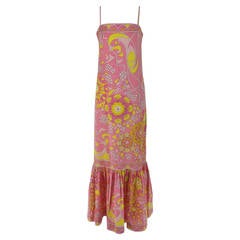 Emilio Pucci printed cotton maxi dress out of the ordinary design 1960s 2