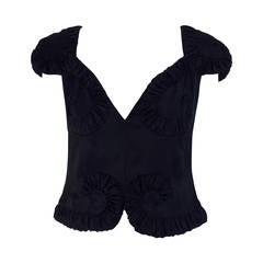 Valentino black ruched silk bustier style top 3