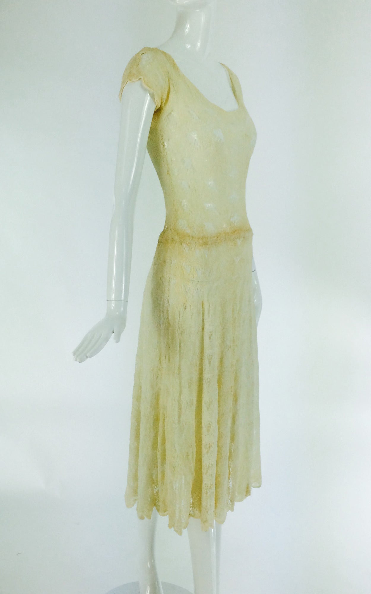 Women's 1930s Adia Woolf 20 Grosvenor St Mayfair London ivory crochet dress