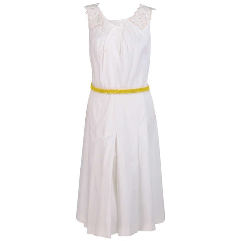 Prada white applique & beaded dress