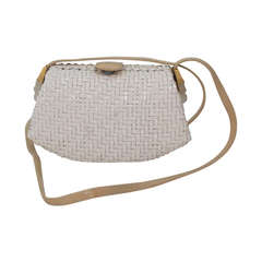 1970s Rodo Italy white wicker shoulder bag 6