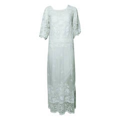 Edwardian embroidered white batiste & handmade lace dress 12