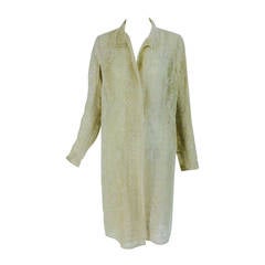 1920s ivory drawn/counted thread embroidered linen summer coat
