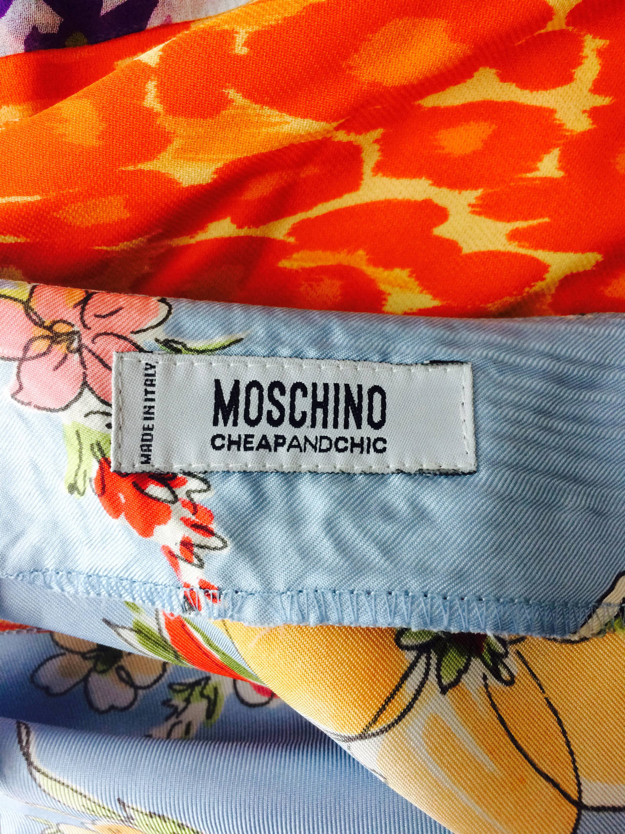 1990s Moschino Fly Girls mix print bias maxi skirt 5