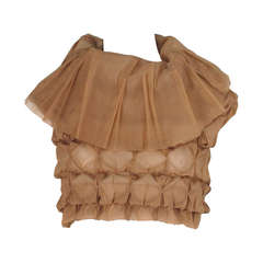 Issey Miyake gold silk cropped pucker top