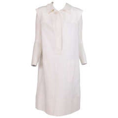 Oscar de la Renta white cotton sleeveless afternoon dress