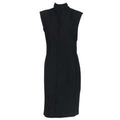 Yves St Laurent black silk bow back sheath dress