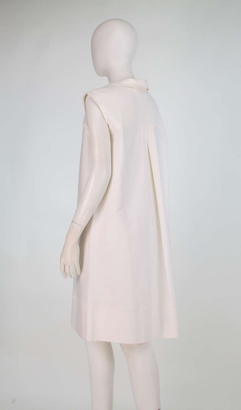 Oscar de la Renta white cotton sleeveless afternoon dress 1