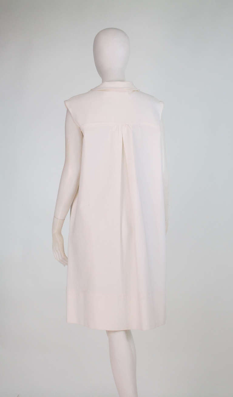 Oscar de la Renta white cotton sleeveless afternoon dress 2