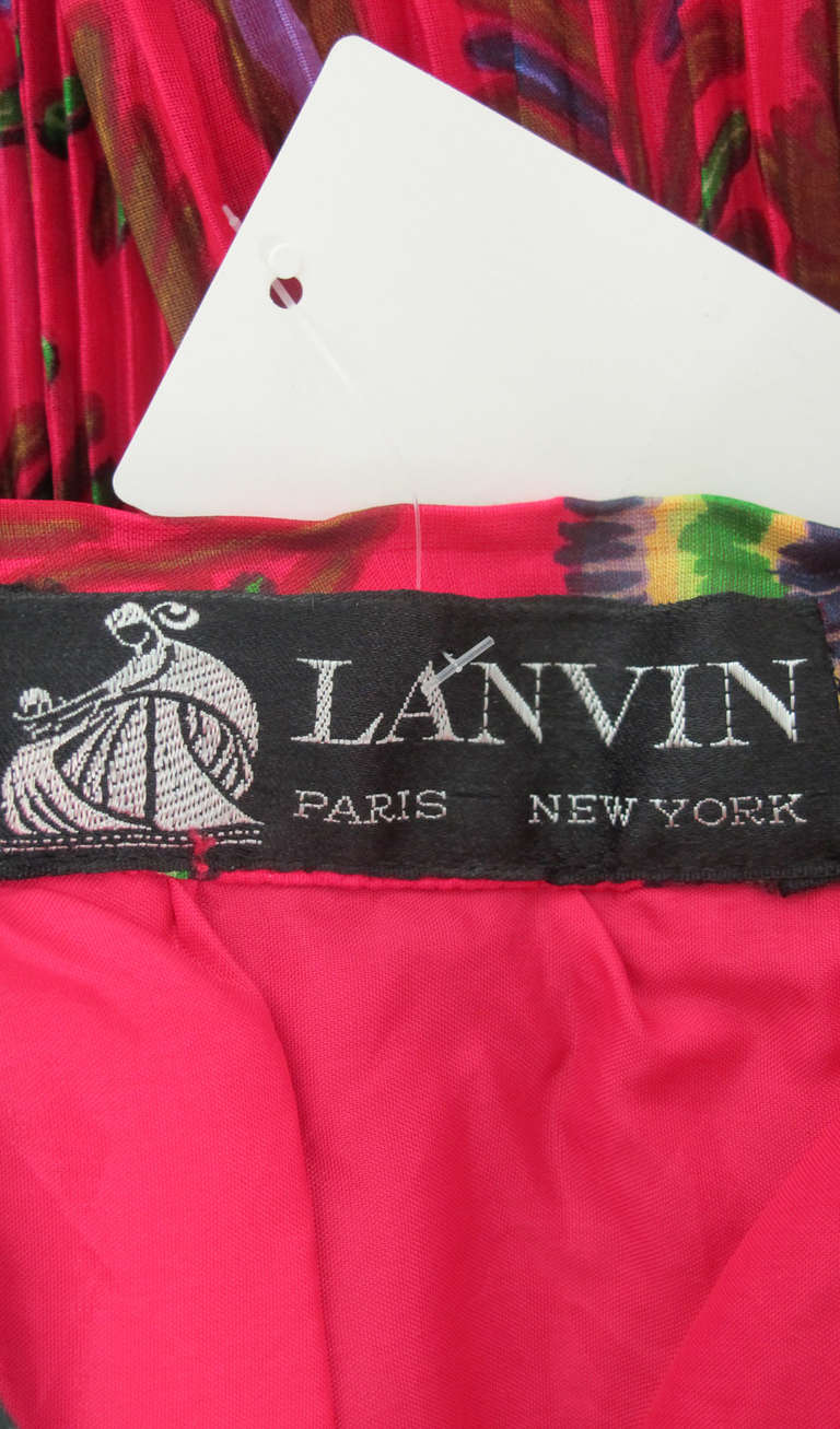 1970s Lanvin silk print organza maxi skirt 6