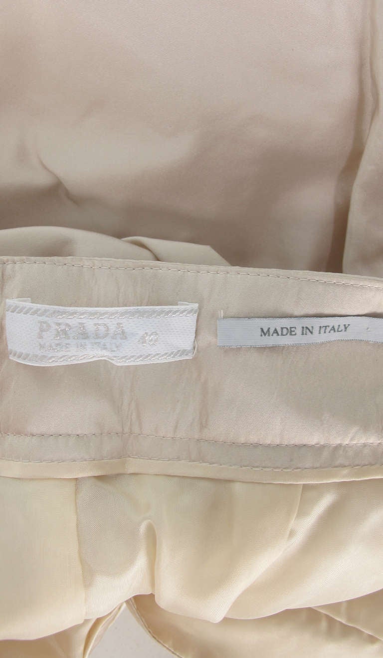 Prada lustrous cream padded silk pant set For Sale at 1stDibs