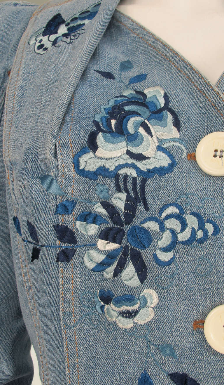 1990s Dior embroidered denim jacket 4