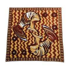 Pucci cotton scarf African design print 1970s    35" x 35"