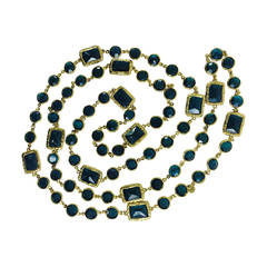 Iconic Chanel crystal chicklet necklace 1981 in green/teal