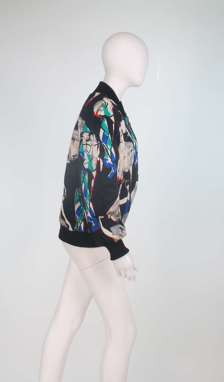 Women's 1980s Chanel ballet print silk bomber jacket