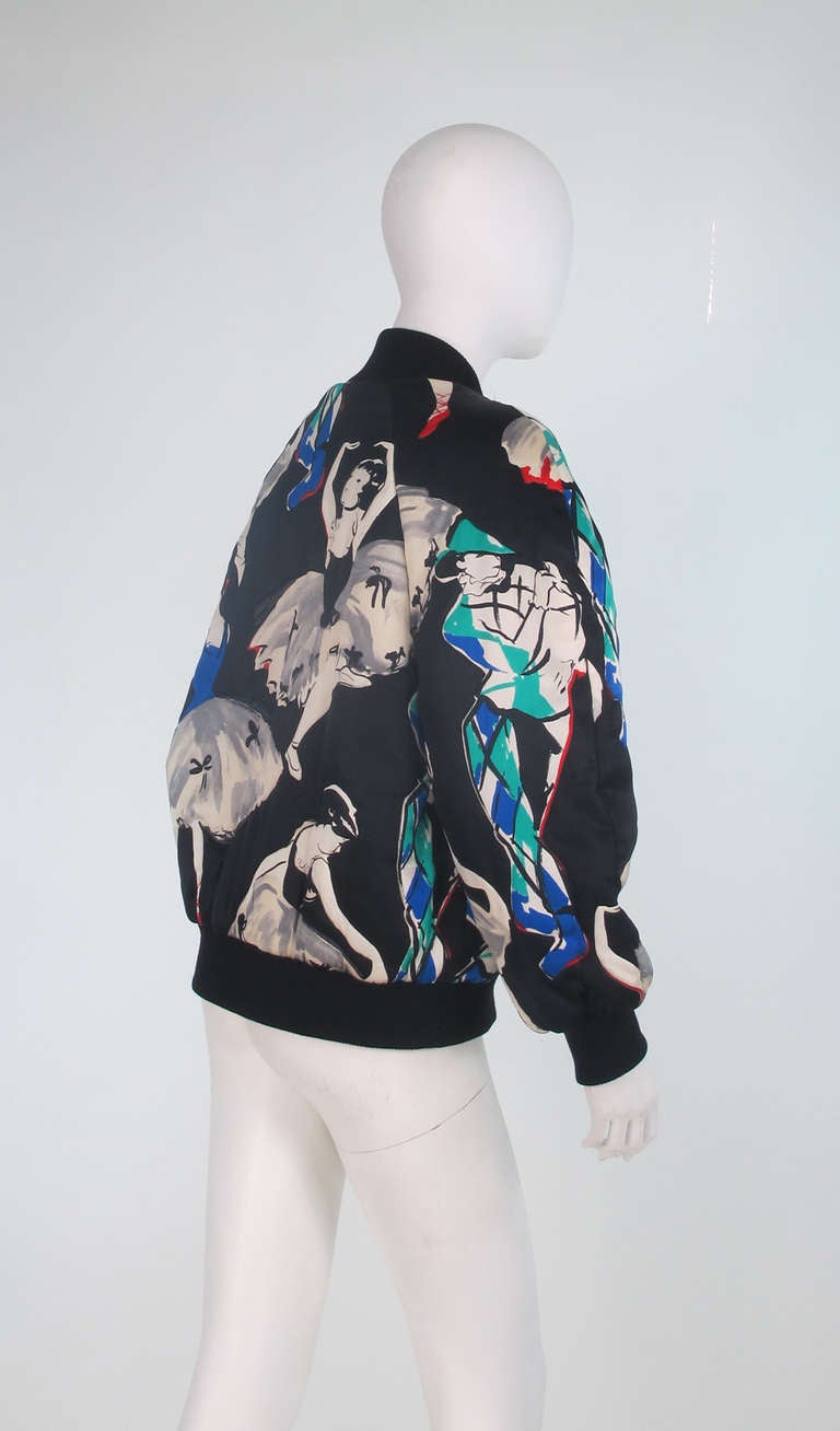 1980s Chanel ballet print silk bomber jacket 1