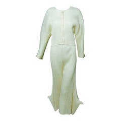 Vintage Pleats Please Issey Miyake 2pc cream pant set size 3