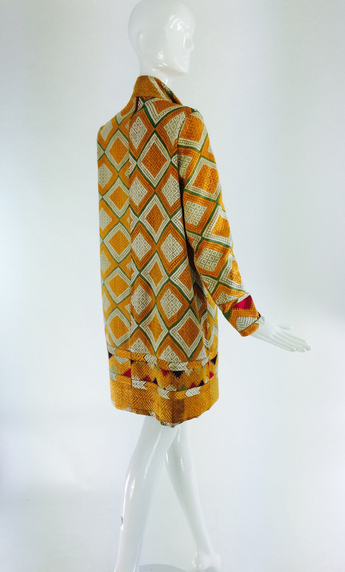 1920s Punjab phulkari silk embroidered chand bagh coat 2