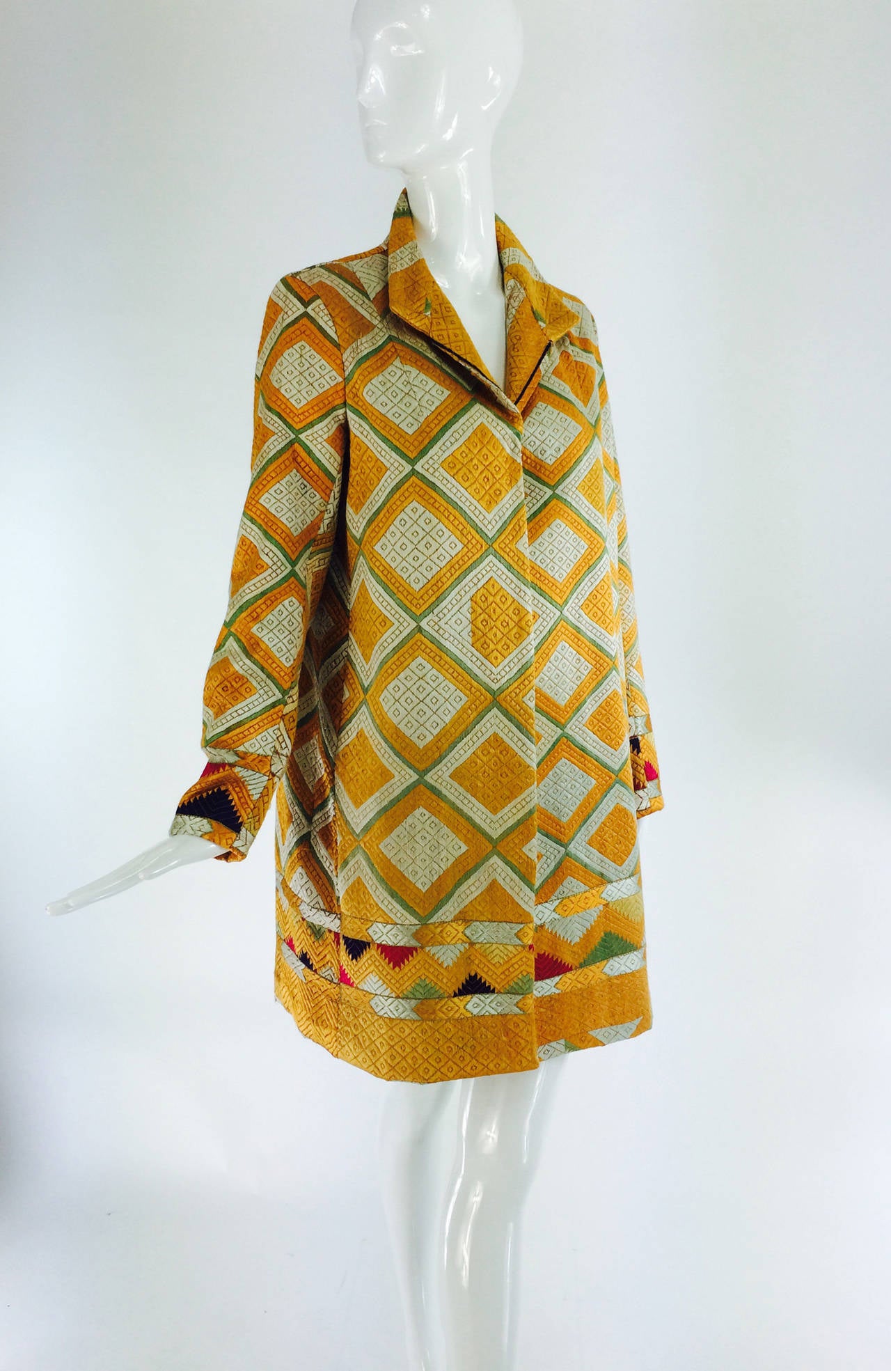 1920s Punjab phulkari silk embroidered chand bagh coat 3