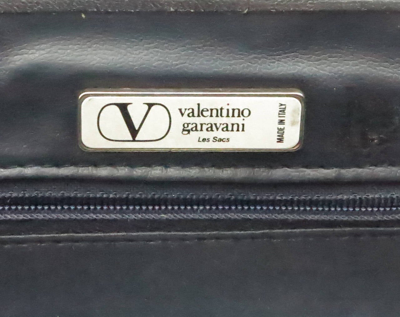 1970s Valentino Navy leather and logo canvas shoulder handbag For Sale ...