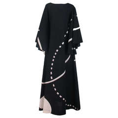 Vintage 1976 Marimekko Oy black & white angel sleeve caftan