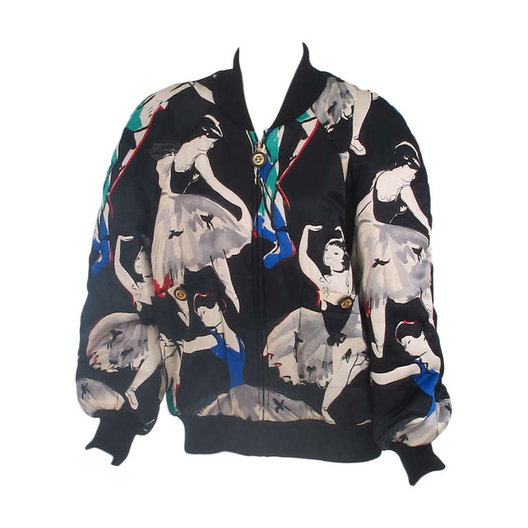 1980s Chanel ballet print silk bomber jacket