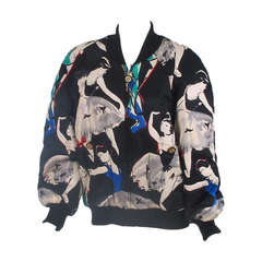 Vintage 1980s Chanel ballet print silk bomber jacket