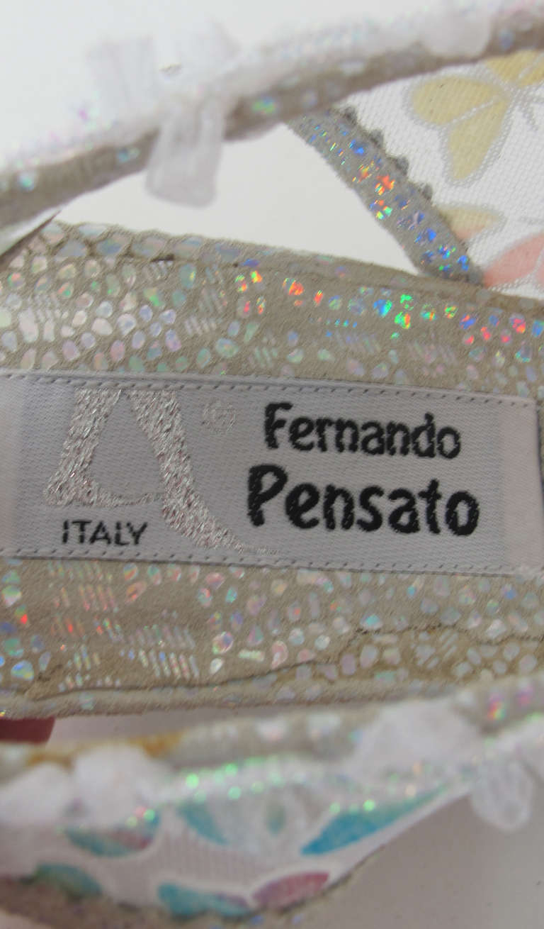 2000 Fernando Pensato glass heel butterfly sling back shoes NWT 1