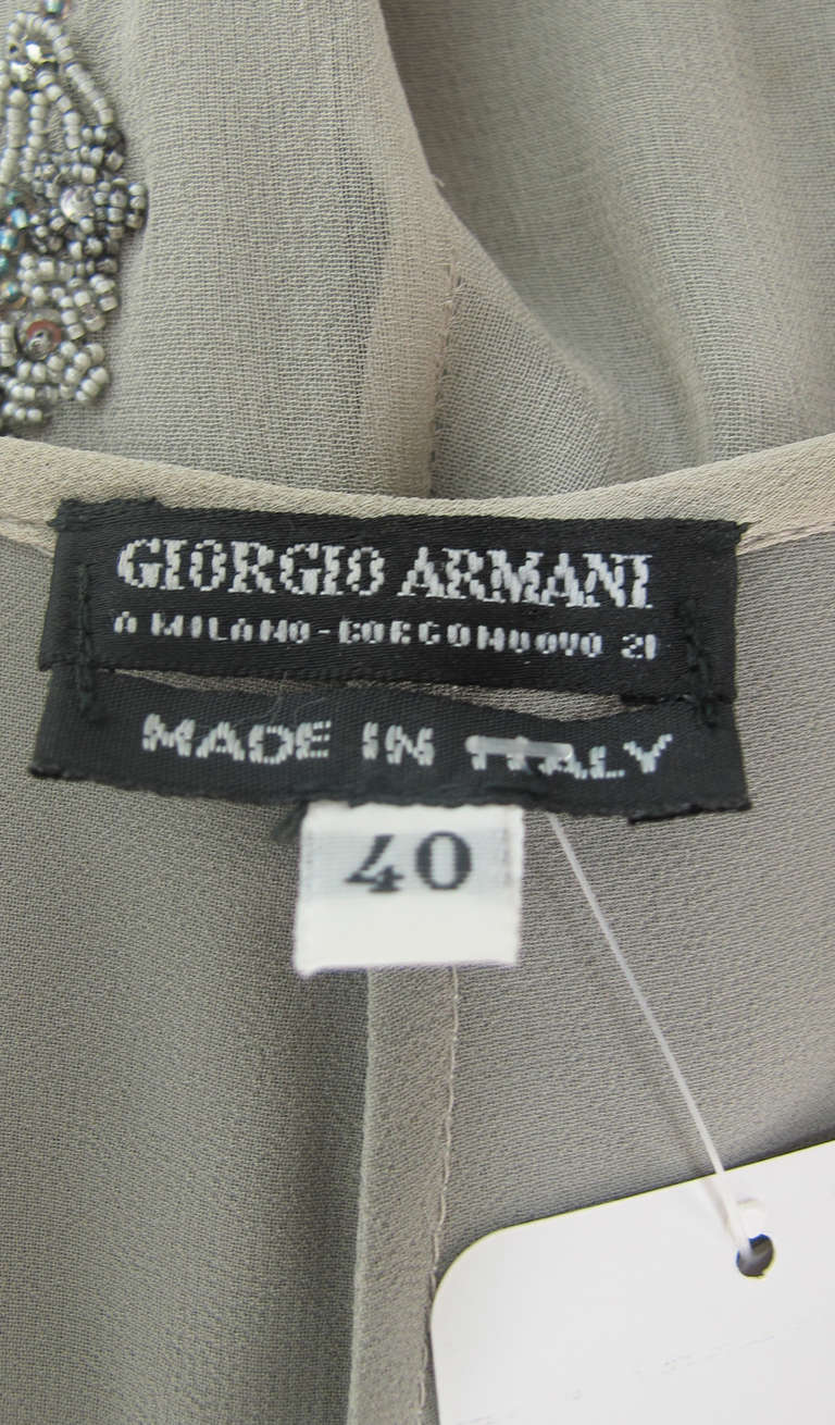 Women's 1990s Georgio Armani dove grey beaded silk gown