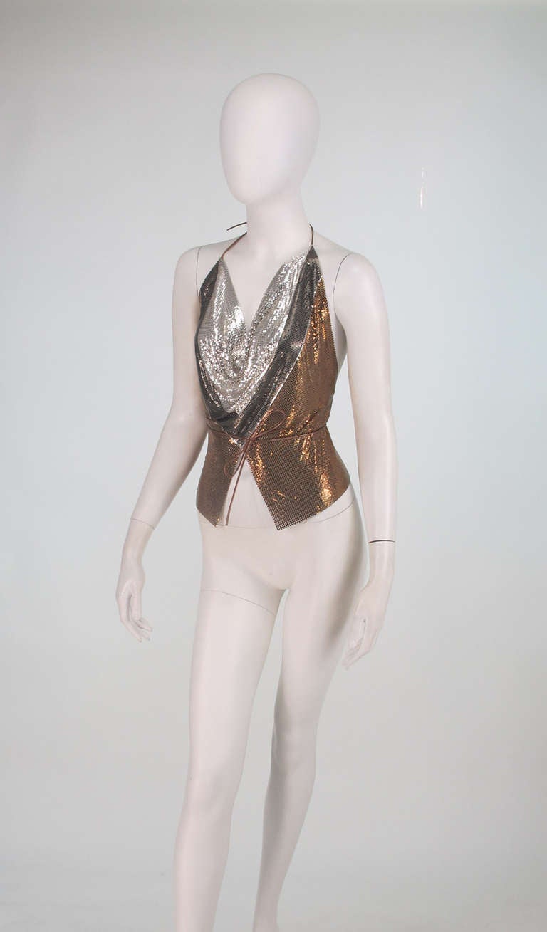 1970s Whiting & Davis triple meatal mesh halter top In Excellent Condition In West Palm Beach, FL