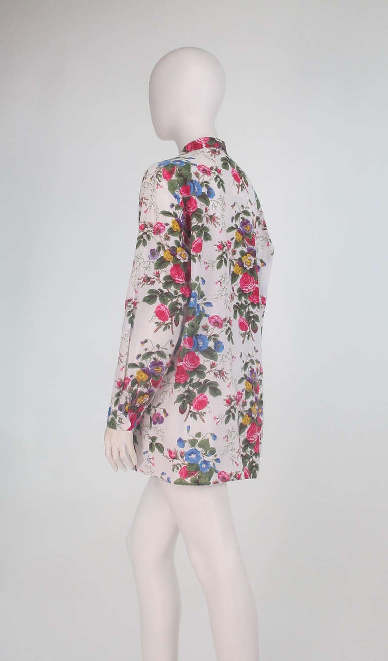 Women's 1980s Manuel Canovas floral batiste big shirt