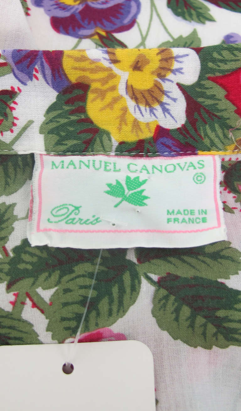 1980s Manuel Canovas floral batiste big shirt 6