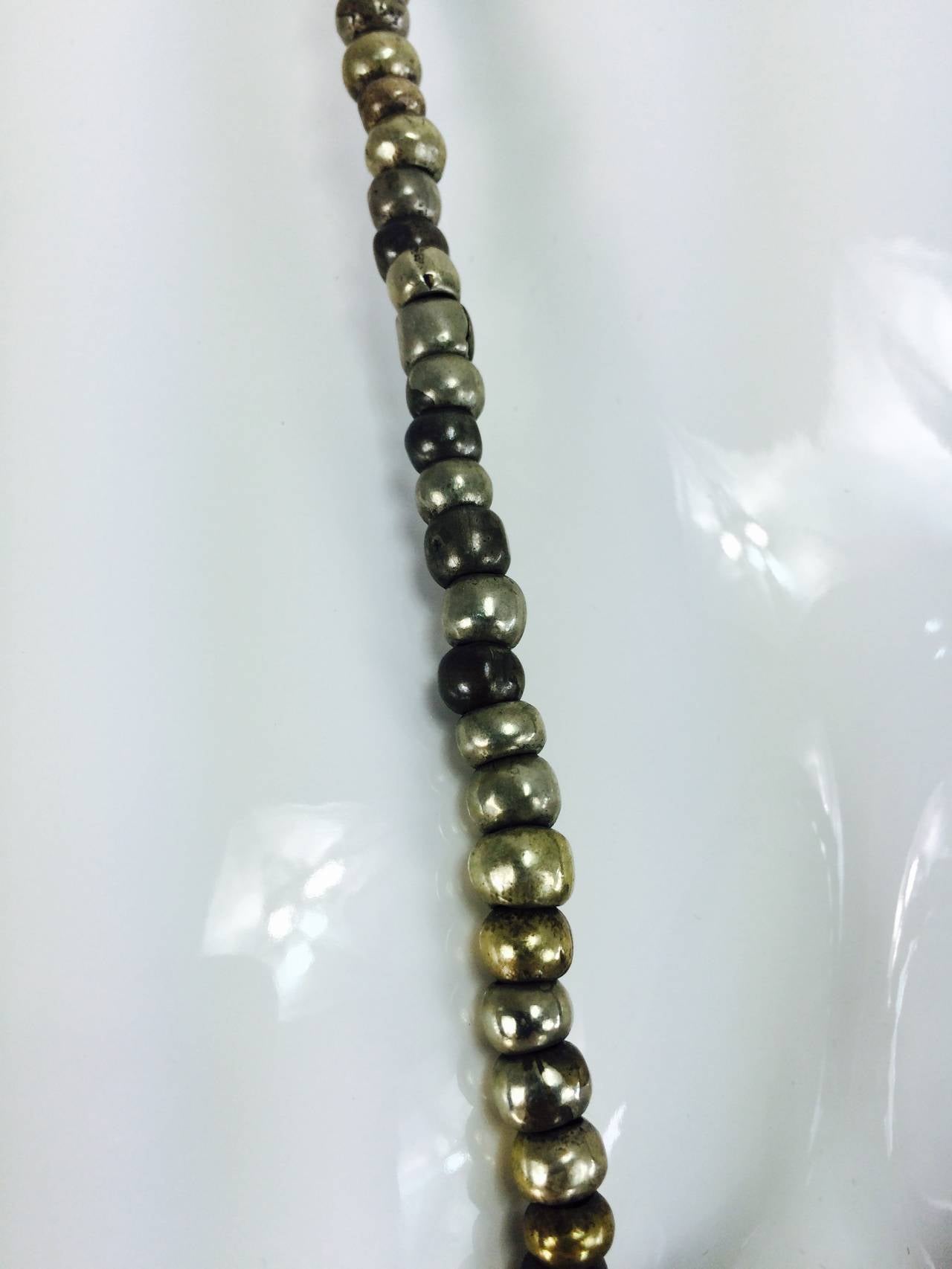 Mid 20th. C Yemeni tribal handmade silver bead & amulet necklace 2