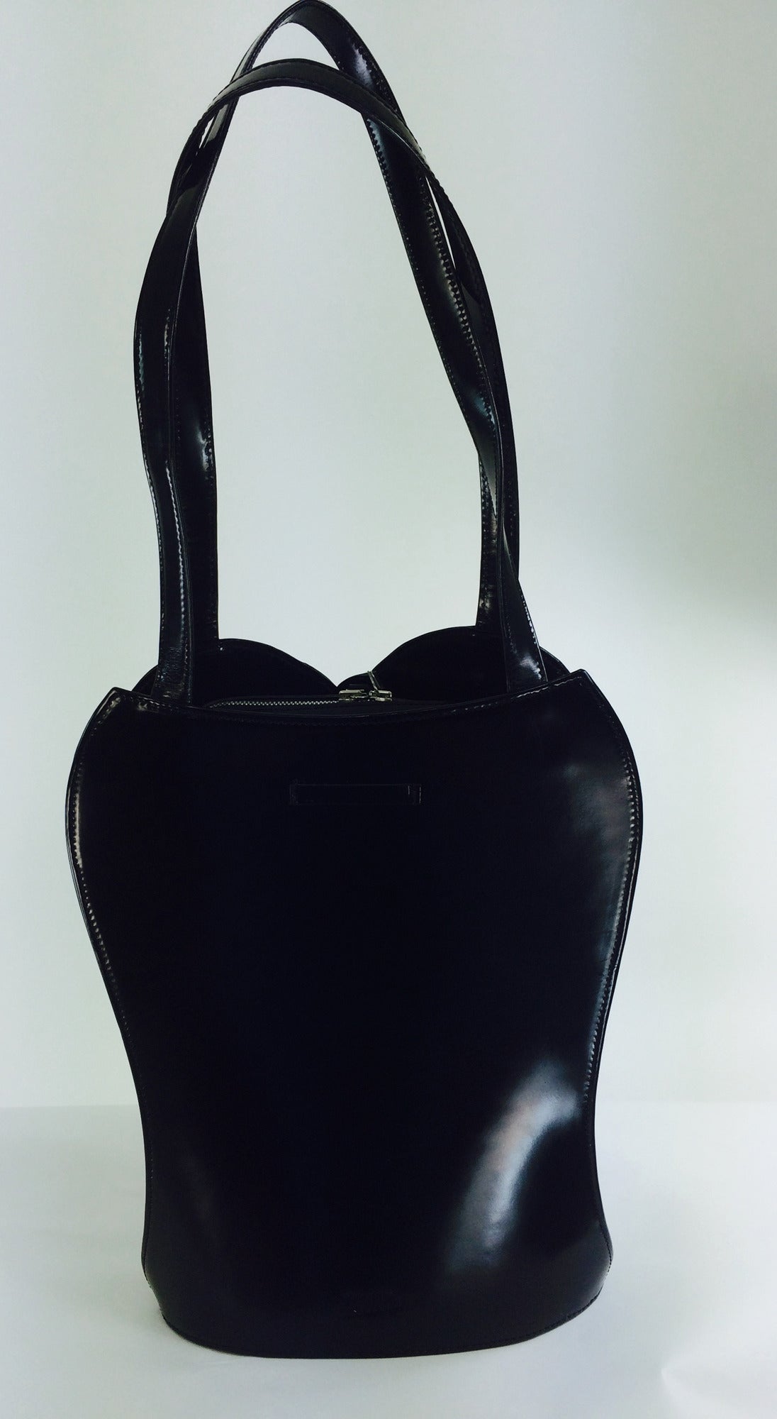 Rare 1998 Jean Paul Gaultier black leather bustier/corset  shoulder handbag In New Condition In West Palm Beach, FL