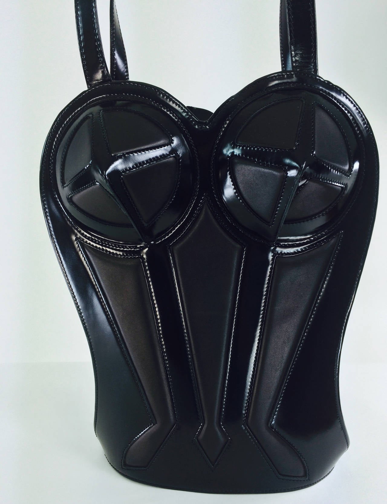 Rare 1998 Jean Paul Gaultier black leather bustier/corset  shoulder handbag 1