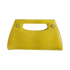 Judith Leiber yellow karung structured handle clutch handbag