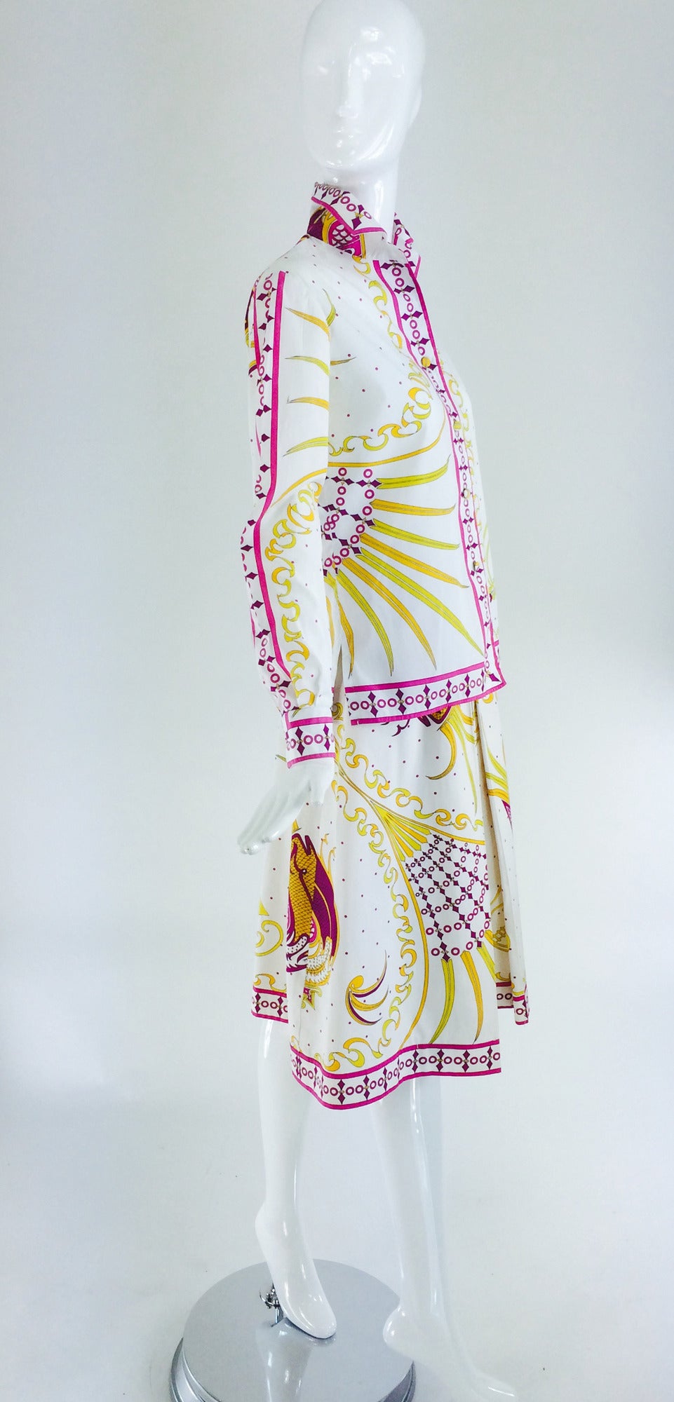 Pucci cotton print blouse & skirt set 1960s For Sale 2