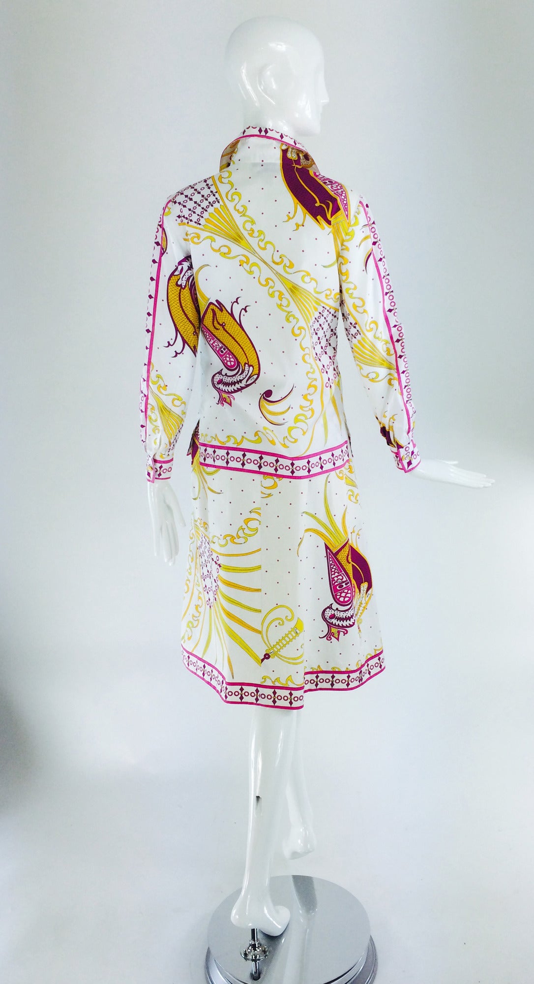 Women's Pucci cotton print blouse & skirt set 1960s For Sale