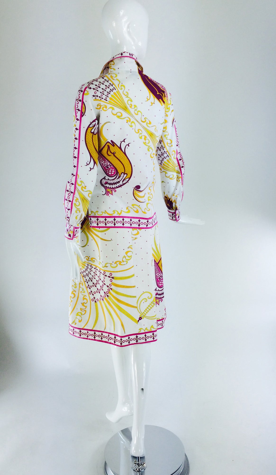 Pucci cotton print blouse & skirt set 1960s In Excellent Condition For Sale In West Palm Beach, FL