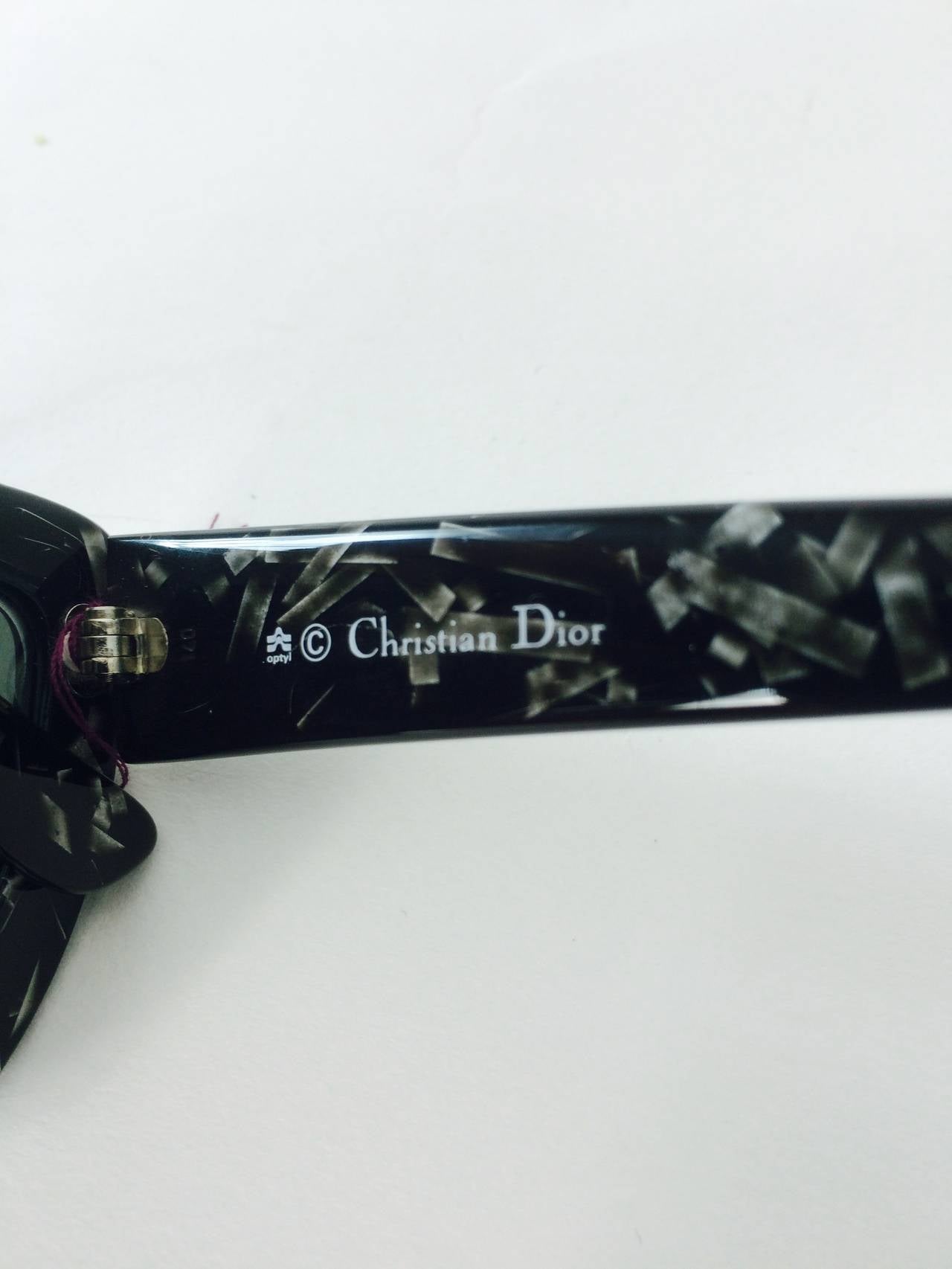 1970s Christian Dior sunglasses in black & grey fleck new with tags In New Condition In West Palm Beach, FL