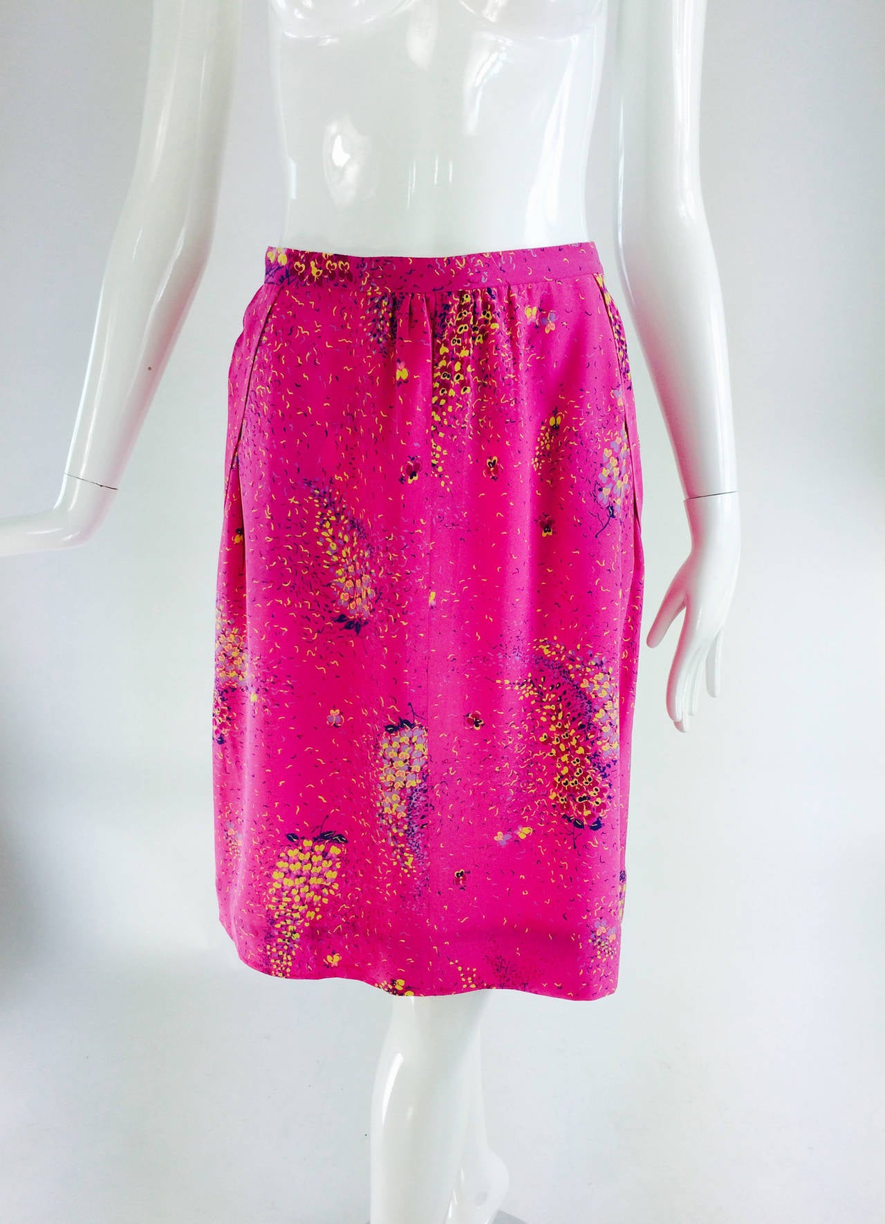 1980s Domitilla of Firenze Italy silk print top & skirt set 3