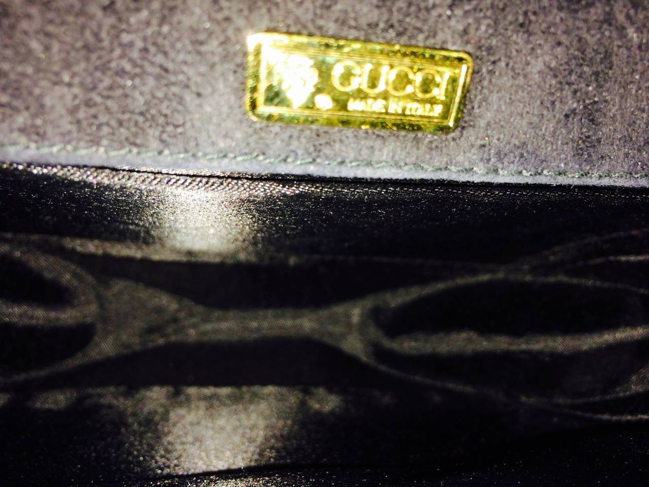 Vintage Gucci mini bamboo handle handbag in black suede 1