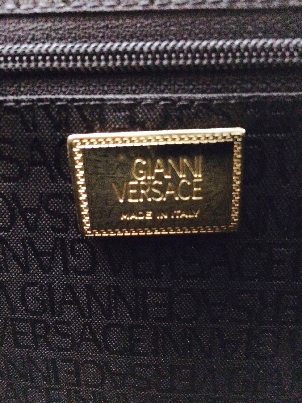 Versace Medusa black alligator embossed leather hand bag 3