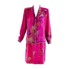 1980s Domitilla of Firenze Italy silk print top & skirt set