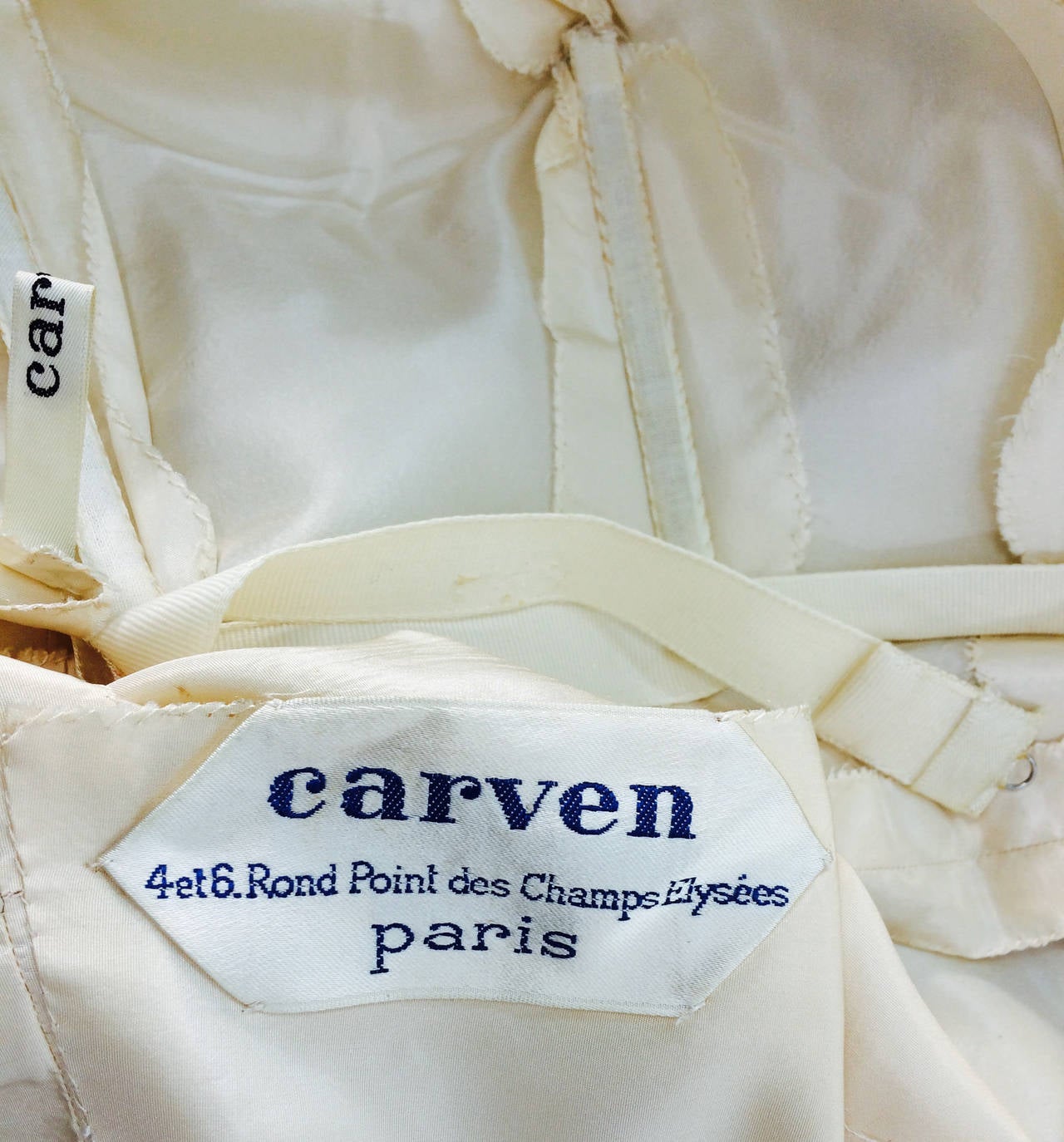 1940s Carven Paris Haute Couture rose print ivory chiffon afternoon dress 6