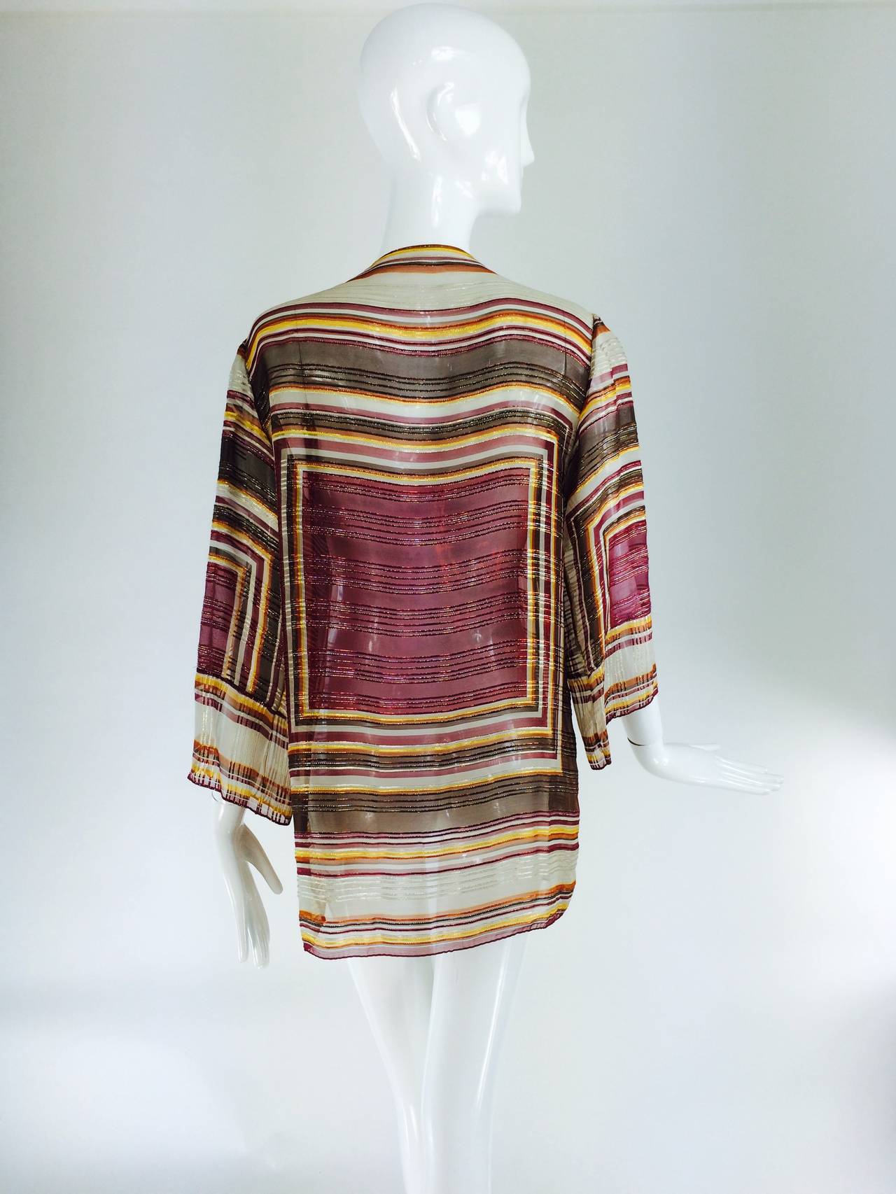 1970s Oscar de la Renta sheer silk metallic jacket 1