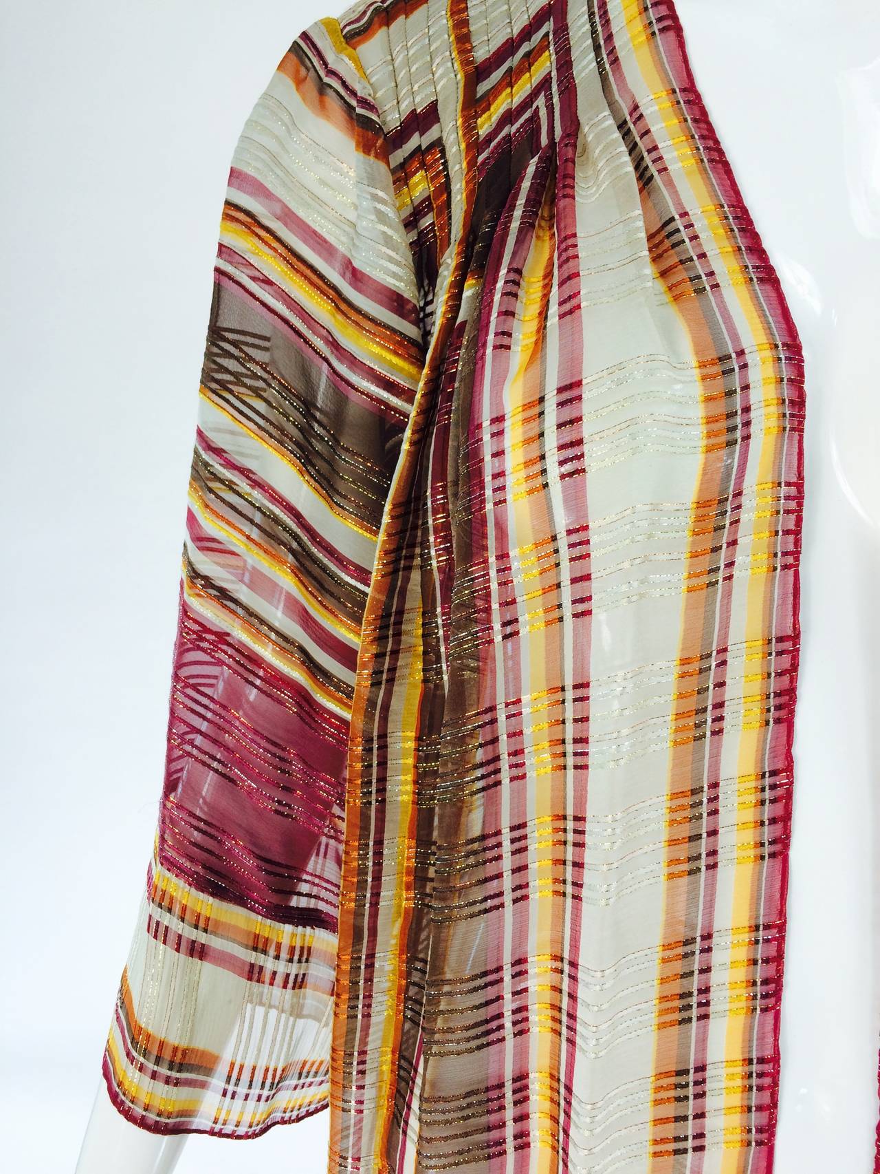 1970s Oscar de la Renta sheer silk metallic jacket