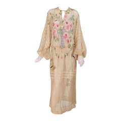 Antique 1920s Aesthetic movement embroidered net dress