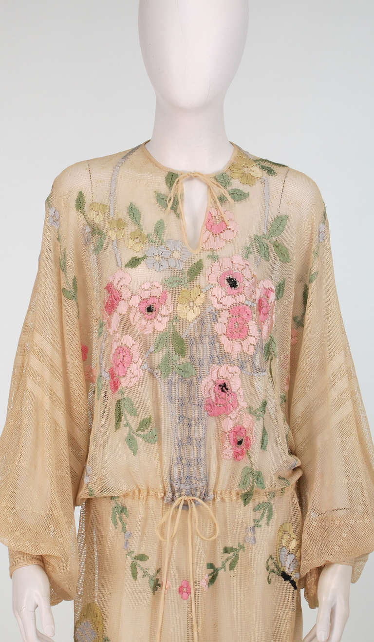 1920s Aesthetic movement embroidered net dress at 1stDibs | silk dress ...